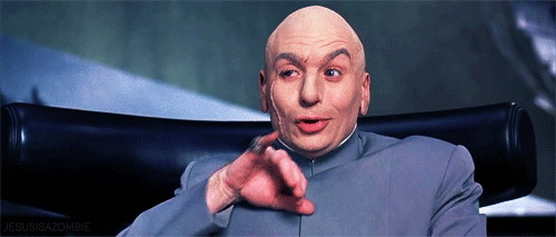 Doctor Evil che si fà una risata sarcastica